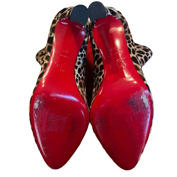 Christian Louboutin SO ELEONOR 85 Leopard Pony Ankle Bootie Heels Boots Sz 38.5 - Picture 11 of 15